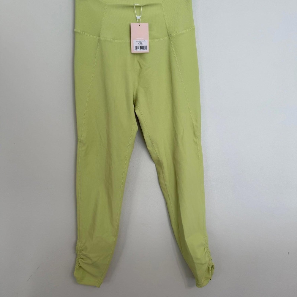 NWT Wilo The‎ Label Lime Green Ribbed Ruched Ankle Leggings WL-24-33 L